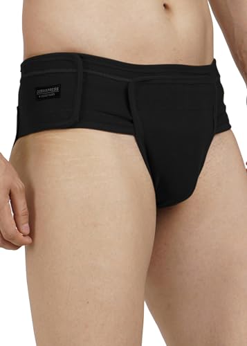 Image of Inguinal Hernia Supporter |HIGH COMPRESSION || Hook & Loop Closure || Scrotum Support || Gym & Daily Use Supporter || Relieve Pain and Swelling || Stretchable || Cotton-Lycra Fabric || Breathable Cotton-Lycra (Black, 5XL)