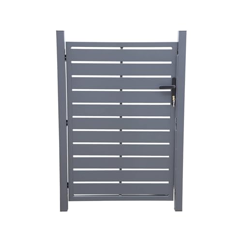 sweeek - Portillon de Jardin 100 x 146 cm en Aluminium Anthracite avec Serrure et poignée. Anthracite. Traitement Anti Rouille.