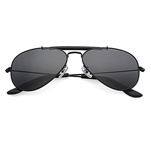Bolo.ban outdoorsman aviator sunglasses for men women grey crystal glass lens mirrored UV400 protection