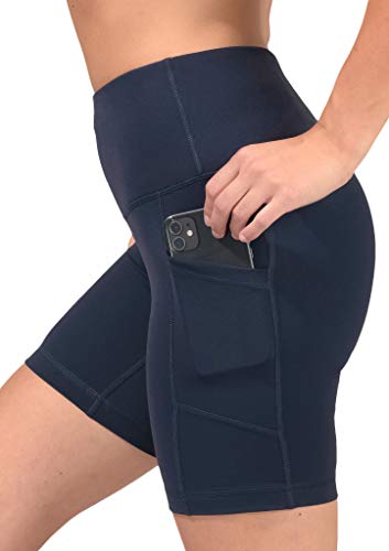 90 Degree By Reflex Womens High Waisted Biker Shorts with Side Pockets Workout Shorts 5”, 7”, 9”