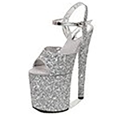 WQHPLMD Tacones de Plataforma de Aguja para Mujeres Tacones Abiertos Tacones Sandalias Elegantes Sandalias de 7.8 Pulgadas de Tobillo de Tobillo Zapatos de Boda Zapatos Origen China