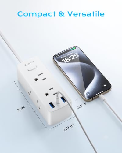 European Travel Plug Adapter, Olcorife Universal Travel Adapter for EU UK US AUS, 6 Outlets 3 USB Ports with 5ft Extension Cord, International Power Adapter for US to Europe UK AUS - Image 6