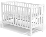 Wooden Baby Cot Bed With Deluxe Aloe Vera Mattress，Baby Crib，Convertible Cot，Baby Crib，3 Adjustable Bed Base Positions (120x60CM)