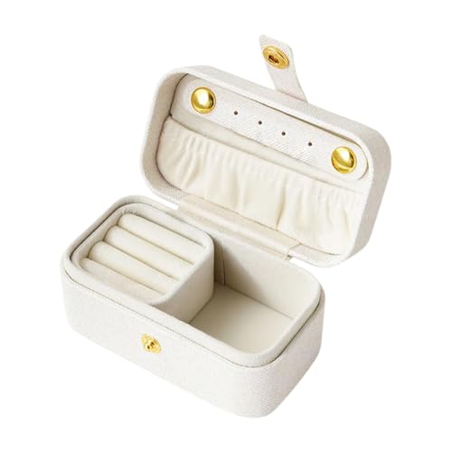 Yiohejy Joyero de tamaño de viaje | Caja organizadora de joyas para viajes | Organizador de piel sintética impermeable para mujeres y niñas, anillos, collares, aretes, lápiz labial