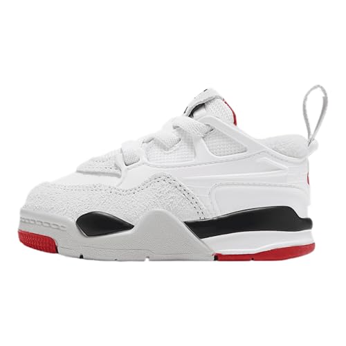 Jordan 4 RM Baby/Toddler Shoes (FQ7937-102, White/Black/Neutral Grey/Varsity Red) Size 7