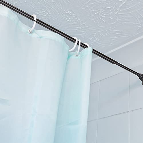 Adjustable Plastic Curtain Rod Extendable Curtain Rods For Window Cupboard Bars Tension Rods Curtain Rail Pole Self Adhesive Curtain Rod For Home Bathroom Hotel, 15.7-27.5 Inch (Black, 2) #TOP5
