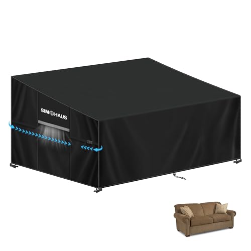 SIMPHAUS Fundas Sofá Exterior 2 Plazas Impermeable Funda Banco Jardin Exterior Funda para Exteriores para Sofás de 2 Plazas Funda Exterior Sofa Anti UV 420D Tela Oxford 155x85x81/61cm