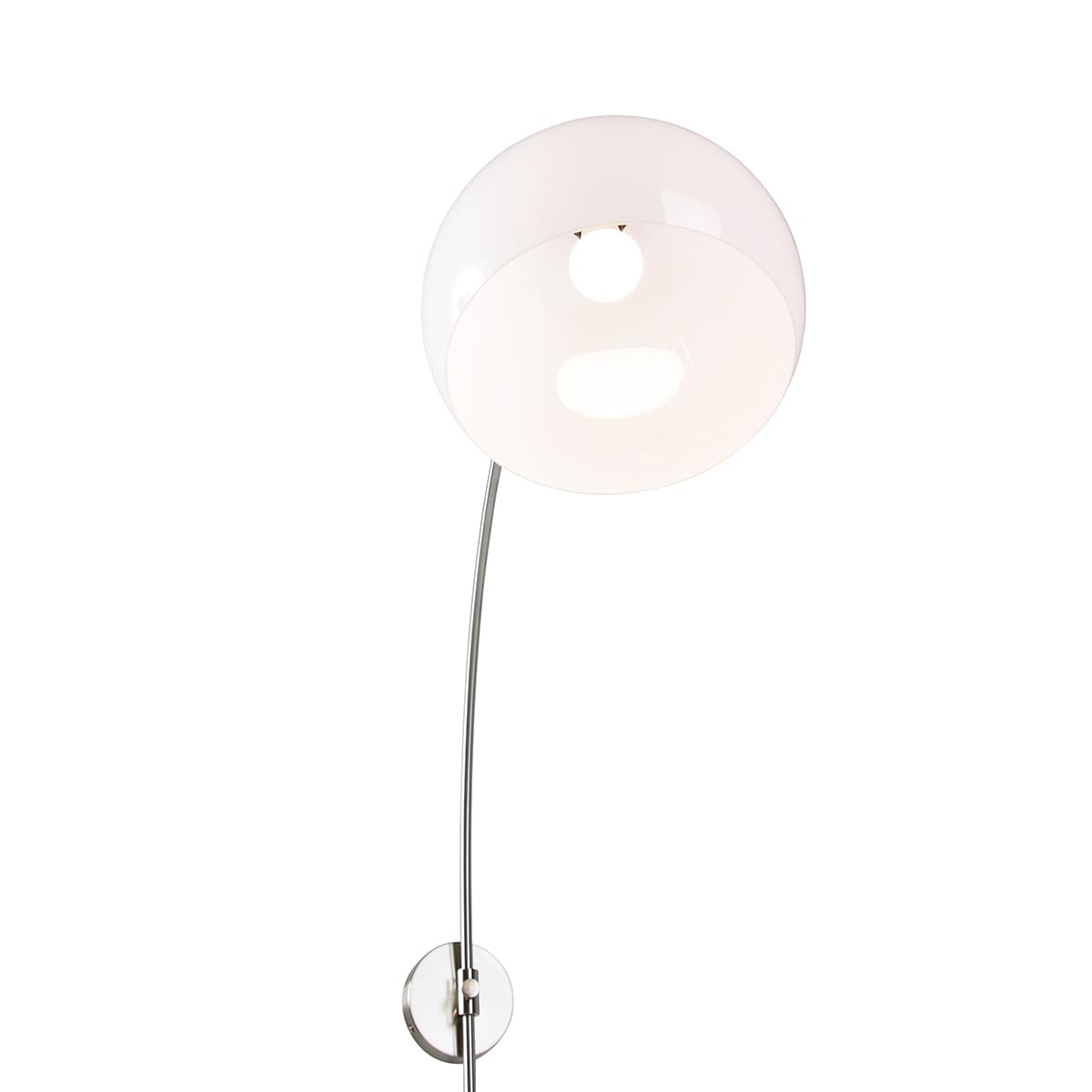 Qazqa - Modern Smarte Bogen-Wandleuchte Stahl I Silber I nickel matt mit weißem Schirm inkl. WiFi G125 - Bow Dimmer I Dimmbar I Wohnzimmer I Schlafzimmer - Stahl Rund - LED geeignet E27