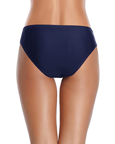 Image of Tempt Me Women Twist Bikini Bottom Moderate High Cut Bathing Suit Bottoms Ruched Swimsuit Bottom