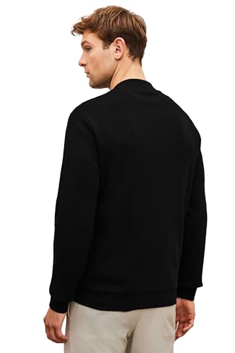 Image of LEOTUDE Men's Standard Length Casual Jacket For Classic Loopknit Bomber Jacket With Zipper Closure And Side Pockets (Color Black)