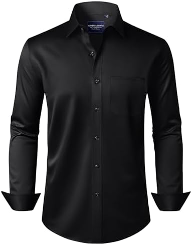 Alimens & Gentle Men's Dress Shirts Solid Long Sleeve Stretch