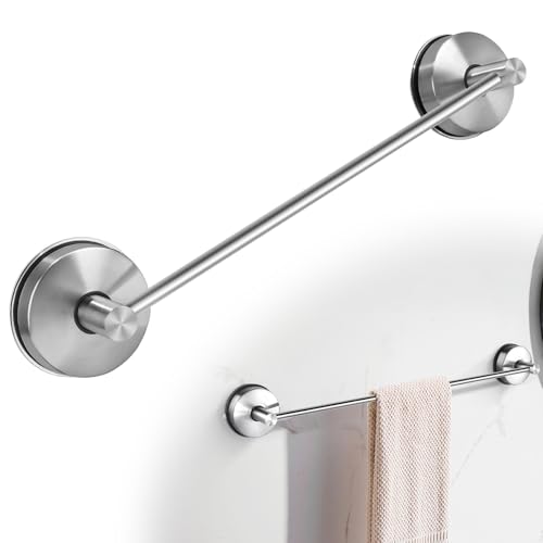 LALAGO 43cm Toallero de Ventosa de 304 Acero Inoxidable Ganchos de Succión Ventosas Sin Taladrar, Toallero de Baño Impermeable de Vacío Plata Capacidad de Carga 5KG/PC para la Pared de la Ducha