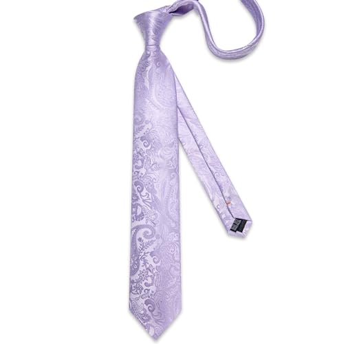 Image of DiBanGu Silk Floral Ties for Men Woven Paisley Necktie and Tie Clip Handkerchief Cufflinks Set for Party Wedding