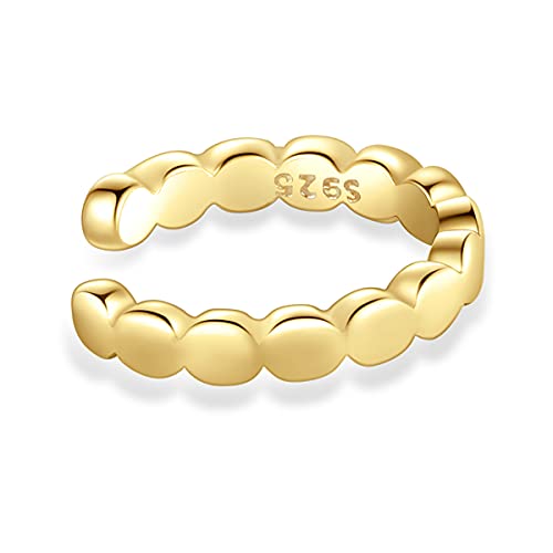 GDDX 925 Sterling Silver Cuff Earrings Small Cartilage Hoop Adjustable Fashion Jewelry Set for Women Girls Non Piercing Earrings (gold)