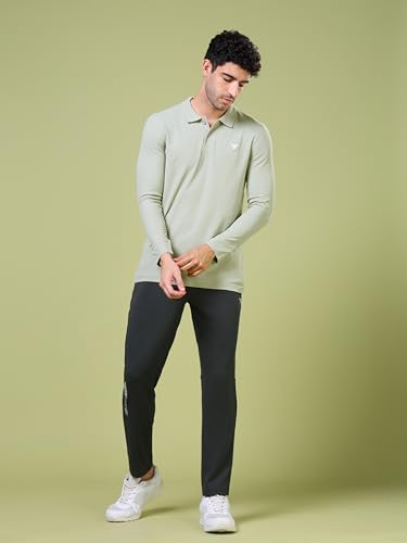 Image of TECHNOSPORT Mens Slim Fit Polyester Active Wear Collar Polo T-Shirt with Long Sleeves for Workout, Sports