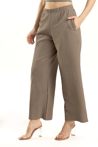 Image of Women's Cargo Pants - High Waist Flared Trouser | Trendy Casual Wear for Daily & Travel Use