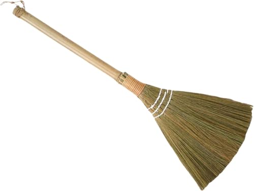 Blipso 手編みホーキ わらほうき 短柄 室内用ほうき 天然素材 軽い 柔らかい 掃ける 小さなほうき 屋外ソファ 車のフード装飾品 ハンドブラシ 竹 散らばった粉を払い寄せる 家庭用 オフィス用 (C)