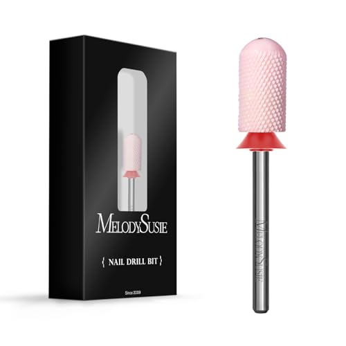 Image of MelodySusie Ceramic Nail Drill Bit, 3 /32'' Smooth Round Top Large Barrel Bits, Suitable for Manicure Pedicure Cuticle Gel Polishing, Beginners Bits, Pink, Series Bit-S, Fine