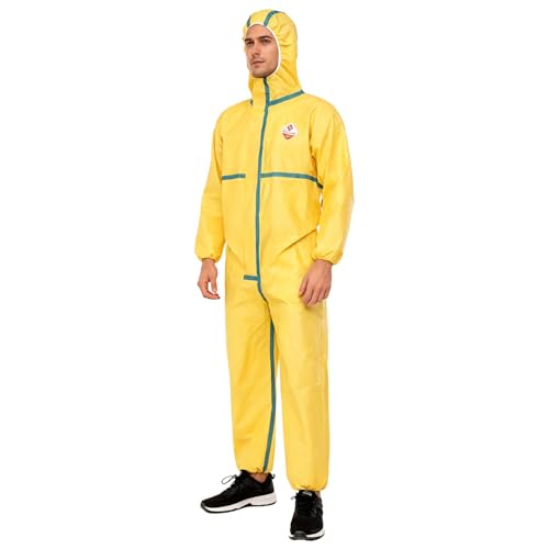 Sywiyi Combinaison de protection imperméable pour homme - Combinaison de travail - Combinaison intégrale avec capuche - Vêtement de protection, jaune a, XXL