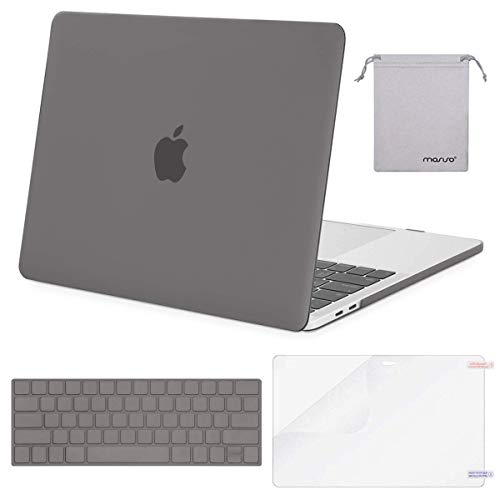 MOSISO Plastic Hard Shell & Keyboard Cover & Screen Protector & Storage Bag Compatible with MacBook Pro 15 inch, Pure Gray