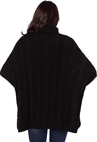 Women's Poncho Sweater Turtle Cowl Neck Batwing Sleeve Pullover Sweaters with Pockets2