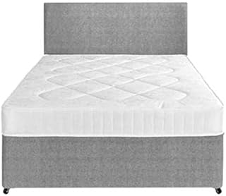 Perfect Sleep 4FT6 Double Fabric Divan Bed set Including Medium feel Mattress And Matching Headboard