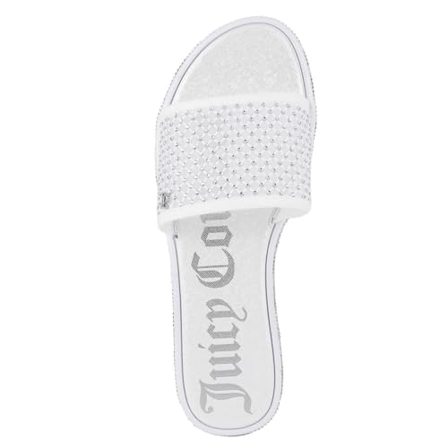 Image of Juicy Couture Women's Slide Sandals - Glitter Bling Open Toe Sparkle Flats - Dressy Summer Casual Footwear
