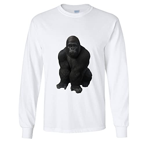 T-shirt gorille blanc manches longues homme coupe ajustée grande taille