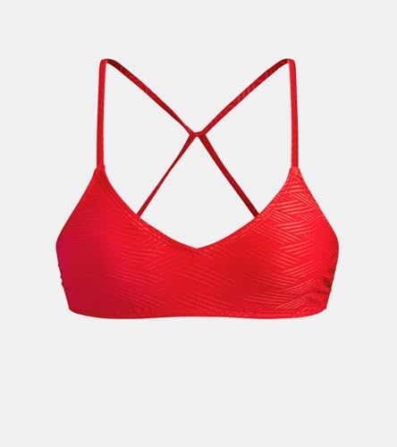 Image of CUPSHE Womens V Neck Textured Bikini Top Crssback Swimsuit | Self Tie,Soft Removable Cups,Spaghetti Straps,Flattering Bathing Suit For Vacation And Beach