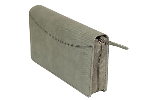 Image of Sukeshcraft Multiple Cheque Book Holder | Original PU Holds Upto 8 Cheque Books, 1 Pin-Sim Slot,14 Credit /Debit Card Slots with Matching Zipper (PU - Mild Green)