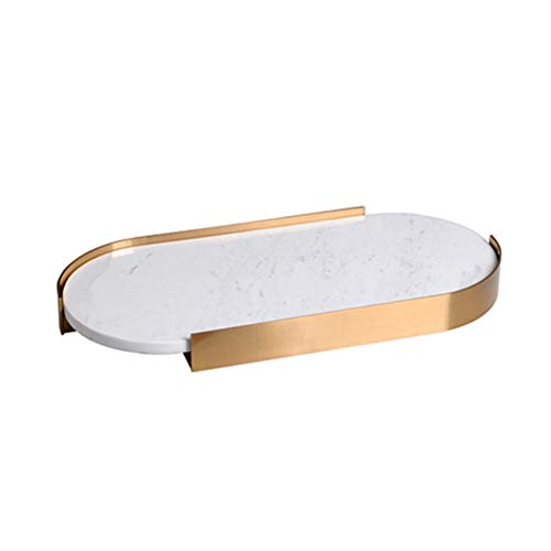 Preisvergleich Produktbild NEHARO Perfume Tablett Organisieren Einrichtung Küchen Couchtisch Hauptdekoration Frühstück Tray Marmor Moderne Minimalist Tray Badezimmer und Wohnzimmer (Color : Gold, Size : 55x25x5cm)