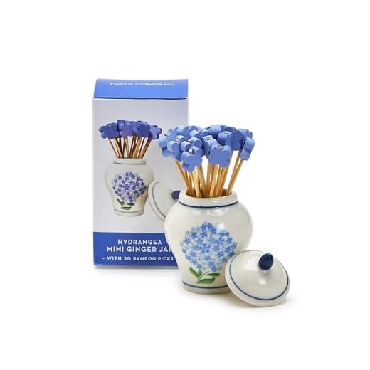 15 Stunning Hydrangea Centerpieces for Every Occasion 6 Hydrangea Ginger Jar & Bamboo Cocktail Picks Set - Elegant Ceramic Decor Piece with 20 Eco-Friendly Picks for Entertaining, Blue