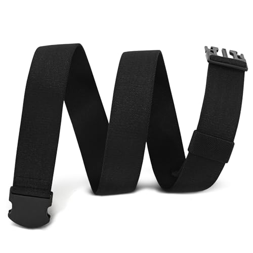 JASGOOD Ceinture Élastique Homme Ceinture de Travail Sans Trou pour Femmes et Hommes avec Boucle Plastique Réglable,Noir,110cm