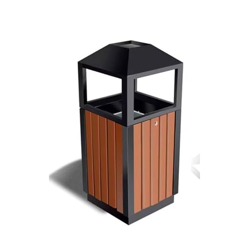 ASumPio Cubos De Basura para Exteriores Contenedores para Exteriores Contenedores Grandes para Frutas Paisaje Comunidad Escuela Plaza Acero Y Madera Exterior Creativo Cilindro De,