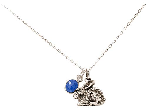Preisvergleich Produktbild Gemshine Halskette Hase, Osterhase, Kaninchen SAPHIR Anhänger 925 Silber, vergoldet, rose. Kuscheltier aus der Natur. Nachhaltiger ethischer Schmuck Made in Spain, Metall Farbe:Silber