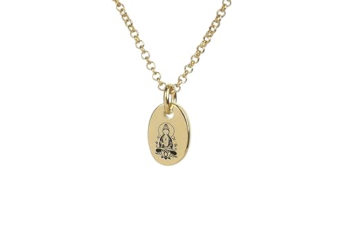 Collier Guanyin Or 14k anti-ternissement avec pendentif ovale pour femme