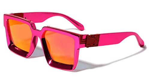 Dweebzilla Metallic Oversized Thick Bold Square Luxury Sunglasses