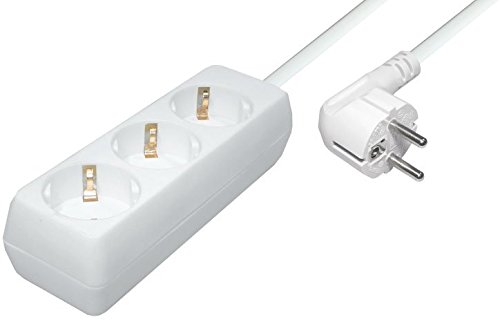 Alcasa 1400-3W Sorties AC 1.4m Blanc - Rallonge (1,4 m, 3 Sorties AC, Type F, Blanc, Blanc)