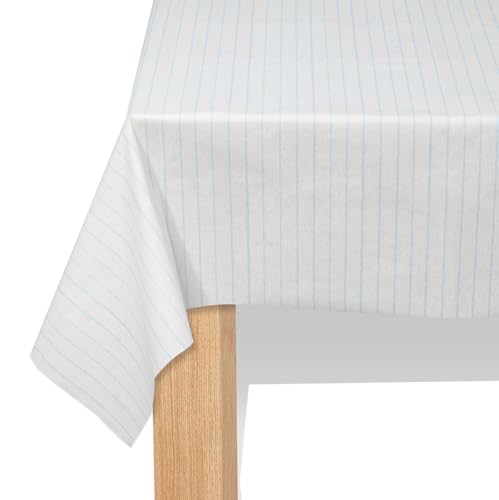 Image of Coterie Striped Paper Tablecloth | Beautiful Soft Blue Tablecloth for Bridal and Baby Shower, Tea Party, Garden and Birthday | 8.5' by 4.5'