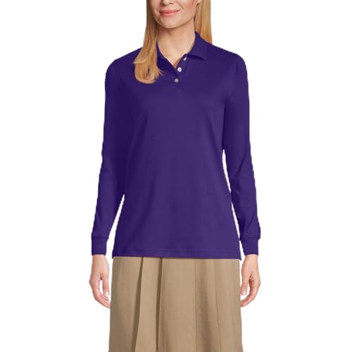Image of Lands' End School Uniform Kids Long Sleeve Interlock Polo Shirt