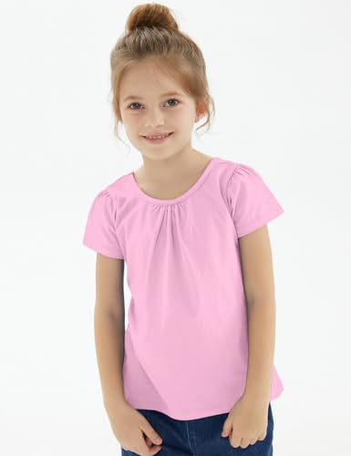 Image of Noomelfish Girls Criss Cross Back T-Shirts Short Puff Sleeve Tee Tops (5-12 Years)