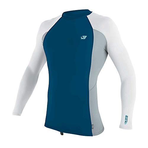 O'Neill Men's Premium Skins UPF 50+ Long Sleeve Rash Guard, Ultra Blue/Cool Grey/White