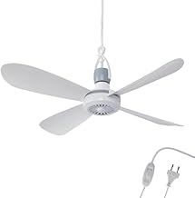 Bestlivings Mobile Ceiling Fan White (5 m XXL Cable) with Plug and Switch, 220 V-240 V/5 Watt, Diameter 40 cm Ceiling Fan with Hanger