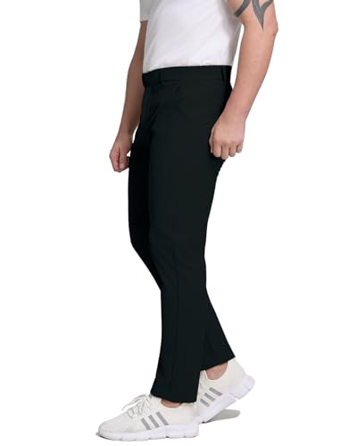 Image of KCANAAPPAREL Men's Golf Trousers Classic Fit Stretch Dress Pants Quick-Dry Lightweight Business Casual Chinos Trousers for Men (Black,36W)