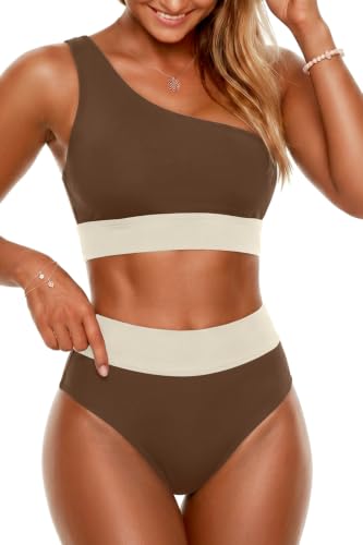 Image of Holipick One Shoulder High Wasited Bikini Set