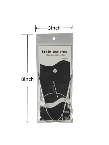 Image of Size 4 Stainless Steel Circular Knitting Needles 16 Inch 3.5 mm Set Round Metal (Silver, 16 inch-4-(3.5mm))