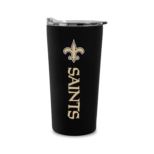 Rico Industries NFL Football New Orleans Saints 18oz Soft Touch Easy Grip Tumbler