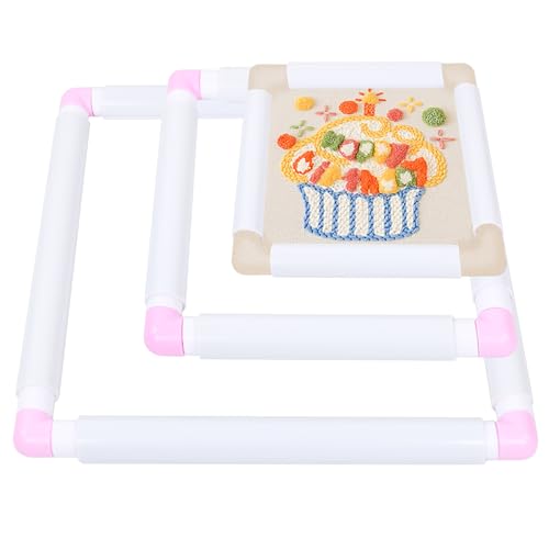 Image of Square Embroidery Cross Stitch Frame Hoops, 8'' + 11'' + 17'' Cross Stitch Scroll Frames, Rectangular Embroidery Snap Frames DIY Sewing Tool for Quilting, Needlepoint, Silk-Painting (Pink)