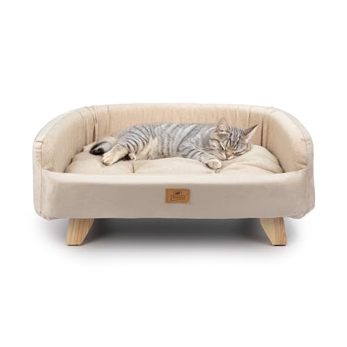 Ferplast Cuccia Cani e Gatti in Legno Certificato FSC® con Cuscino Morbido, Stile, Comfort e Durevolezza, 62 x 45 x h 26 cm.
