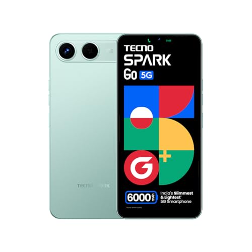 Image of Tecno Spark GO 5G (Turquoise Green, 4GB+128GB) | Slimmest Smartphone with 6000mAh Battery | Ella AI with Indian Languages Support* | IP64 Dust and Water Resistant